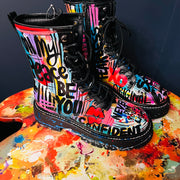 Size 8.5 Never Dim Your Light Colorful Graffiti Boot