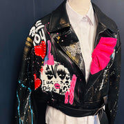 Size XL (12/14 ) CROPPED Fierce Faux Leather Jacket