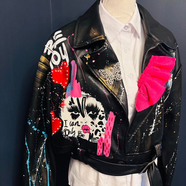 Size XL (12/14 ) CROPPED Fierce Faux Leather Jacket