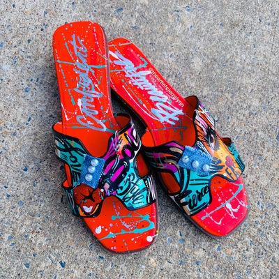 Size 9: Orange Statement Slides Bold Style