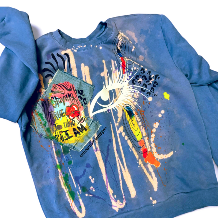 1 of 1 Hand painted - Unisex Fit X-LARGE- Staying True To Who I Am Sweatshirt