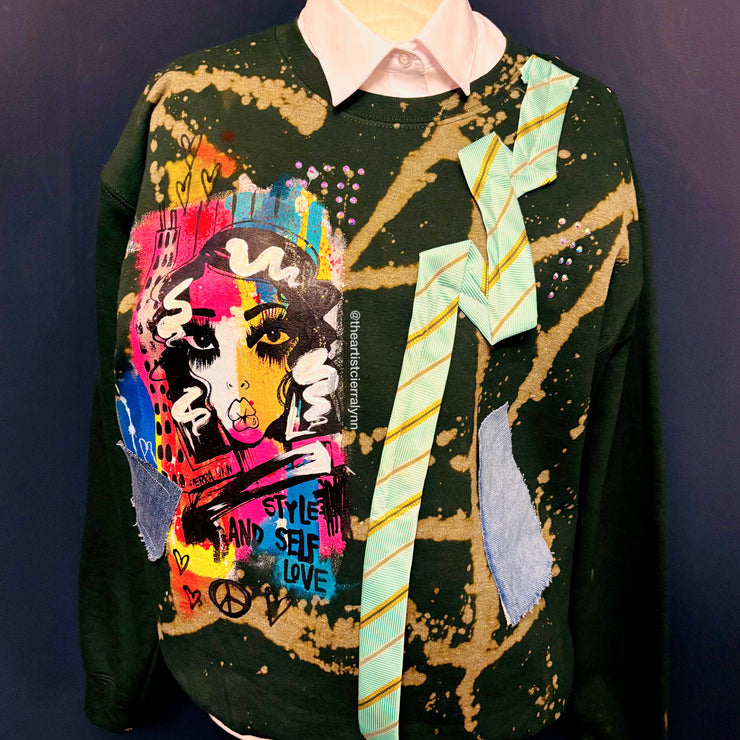 1 of 1 Hand painted - Unisex Fit MEDIUM: Style and Self Love Sweatshirt