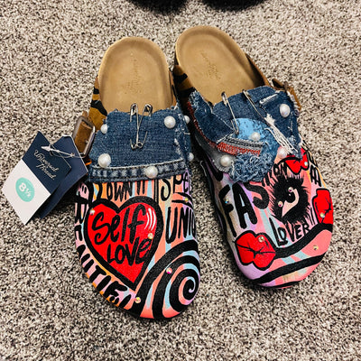 Size 8.5 Women’s Hand painted Clogs #17