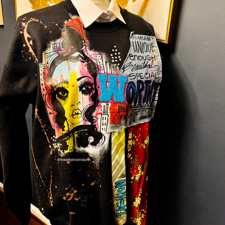 1 of 1 Hand painted - Unisex Fit MEDIUM-  Worthy Sweatshirt