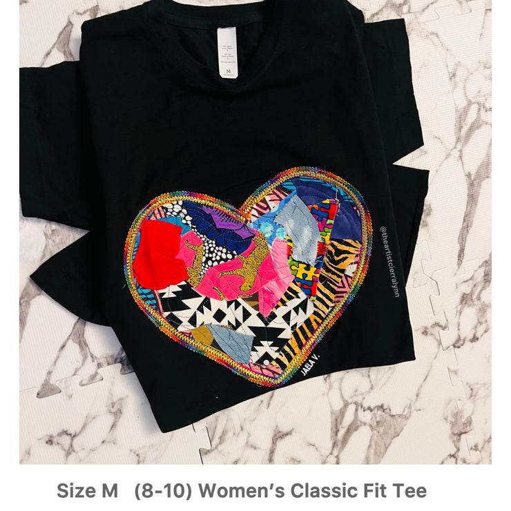 Women’s Tee- Black Medium (8-10) Heart Tee