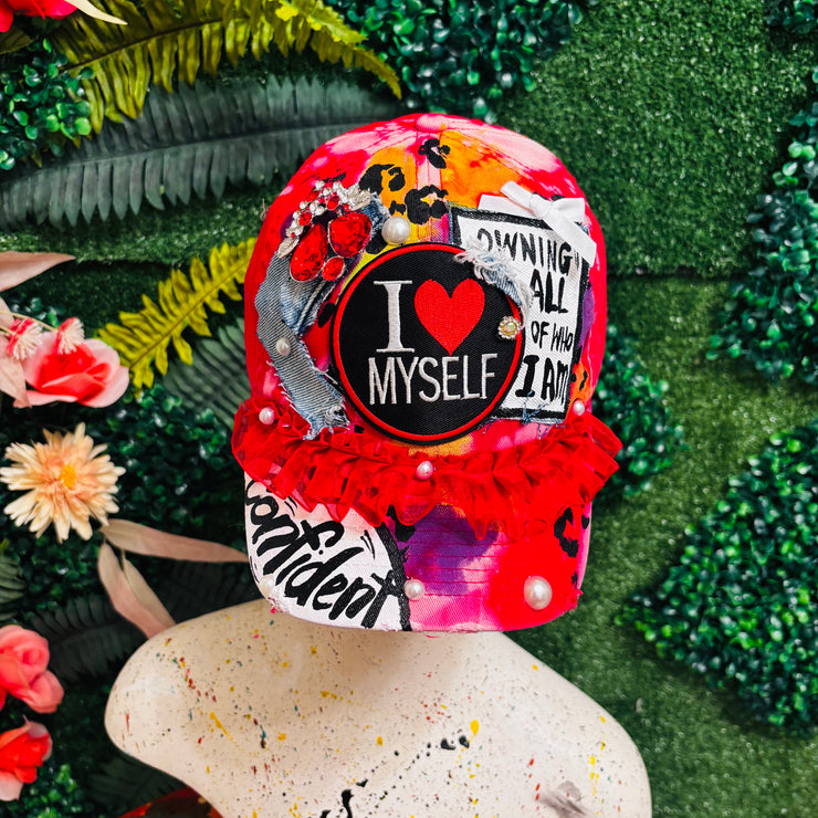 Red I Love Myself Hat