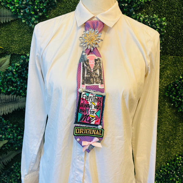 Everything Always Works Out For Me Empowerment Upcycled Tie