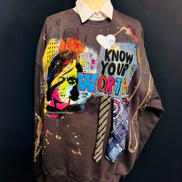 1 of 1 Hand painted - Unisex Fit 2x-LARGE: Know Your Worth Sweatshirt