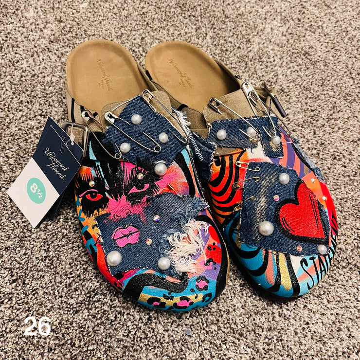 Size 8.5 Women’s Hand painted Clogs #26