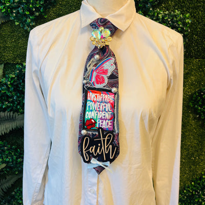 Unstoppable Powerful Confident Peace Empowerment Upcycled Tie