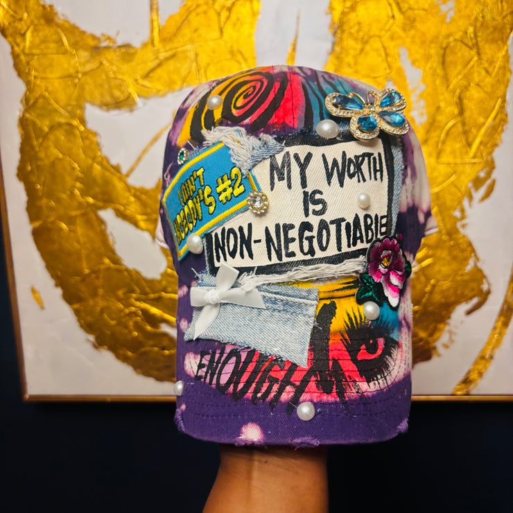 Purple My Worth Is Non- Negotiable Hat