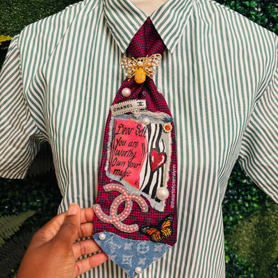 Dear Self You Are Worthy. Own Your Magic Upcycled Empowerment Tie