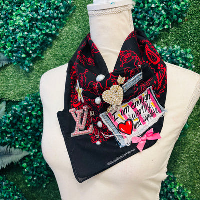 Bold Bandanna-Black and Red I Am Enough, Worthy and Capable